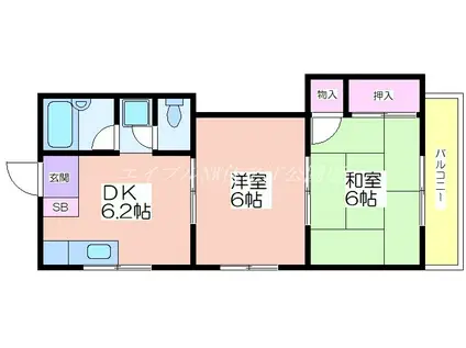 ハイツ和(2DK/3階)の間取り写真