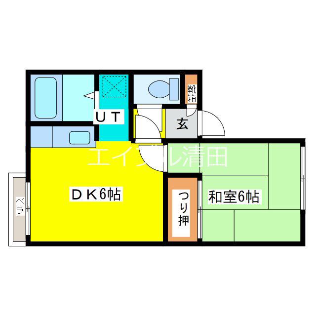ノース FIELD弐番館(1LDK/2階)の間取り写真