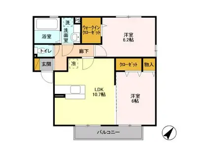 グランビスタ(2LDK/2階)の間取り写真