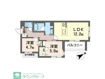 レフィシア腰越(2LDK/2階)の間取り写真