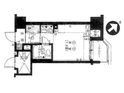 ファミール中の島(ワンルーム/7階)の間取り写真
