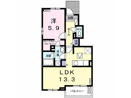 クレア・フォートII(1LDK/1階)の間取り写真