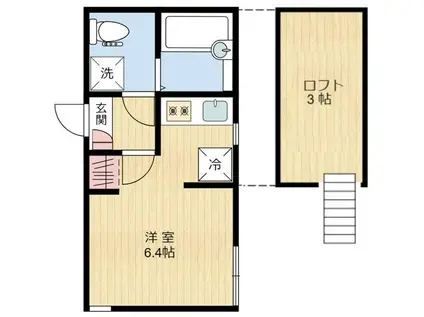 インストーン森(ワンルーム/2階)の間取り写真