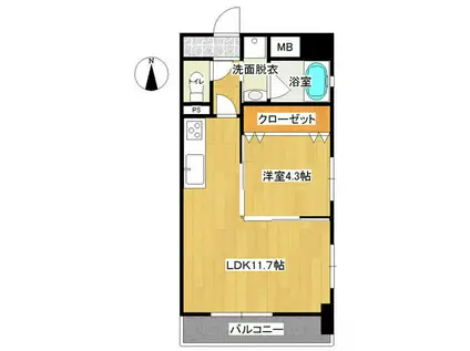 ル・リヤン末広(1LDK/5階)の間取り写真