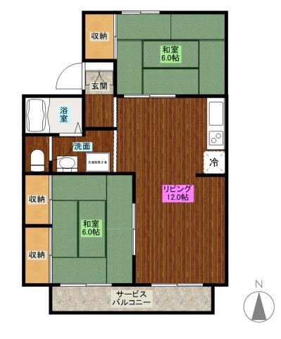 アメニティハイム本郷(2LDK/2階)の間取り写真