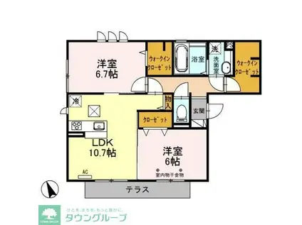 メルベージュ 1(2LDK/1階)の間取り写真