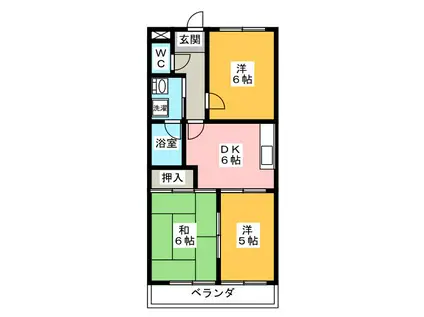 メゾンはなみずきC(3DK/2階)の間取り写真