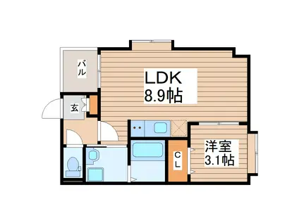 アストレア長町(1LDK/1階)の間取り写真