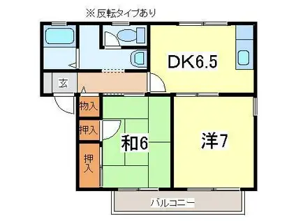 ウッドアリストB棟(2DK/2階)の間取り写真