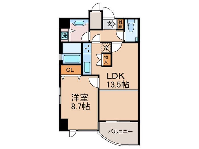メロディーハイム二条城(1LDK/6階)の間取り写真