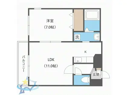 ラフィネ山鼻S23ビルディング(1LDK/4階)の間取り写真