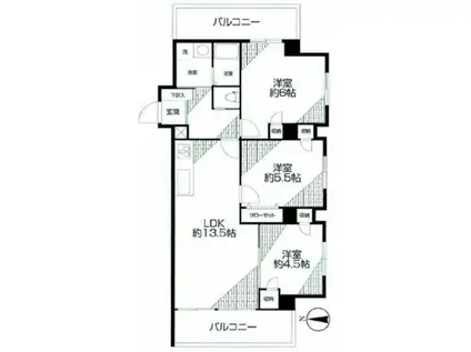 ヴィレッタ菊(3LDK/5階)の間取り写真
