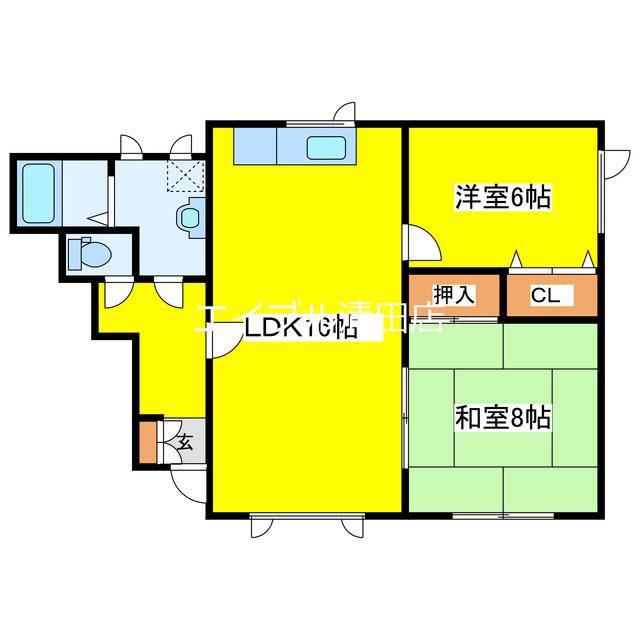 ラルジュキムラ(2LDK/1階)の間取り写真