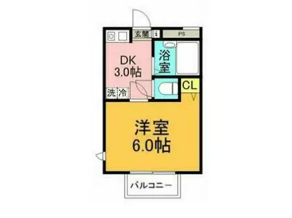 ヒルトップ鶴川(1DK/1階)の間取り写真