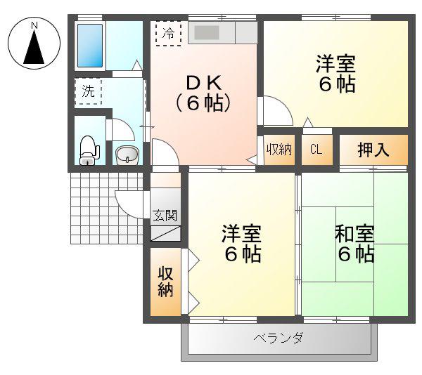 ロイヤルガーデン吉倉 D(3DK/2階)の間取り写真