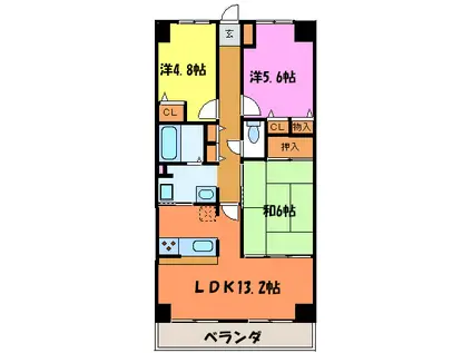 ルピナス泉大津(3LDK/4階)の間取り写真