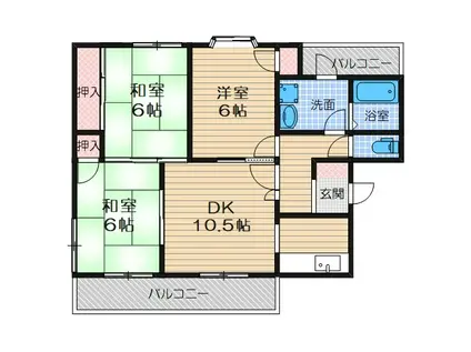 エスポアール前川(3DK/3階)の間取り写真