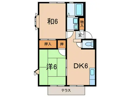 オークハイツ(2DK/1階)の間取り写真