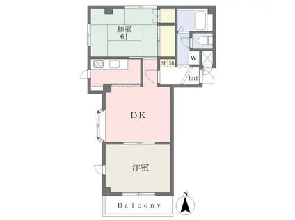 タカラ峰ハイツB棟(2DK/3階)の間取り写真