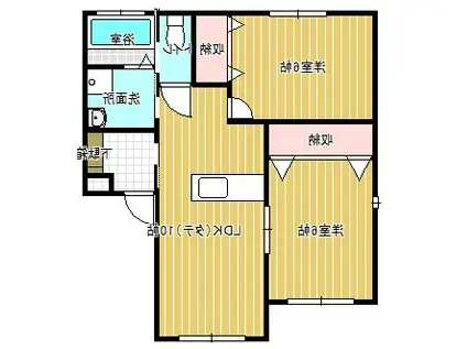 プリメーラ城南II(2LDK/1階)の間取り写真