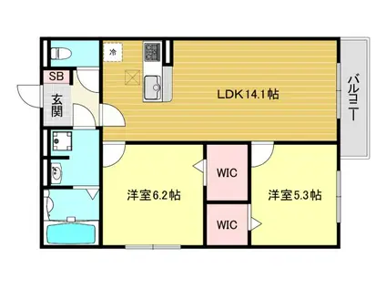 ファミール ノーヴェ(2LDK/1階)の間取り写真