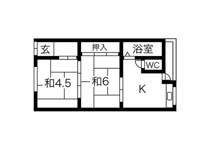 矢野文化(2K/2階)の間取り写真