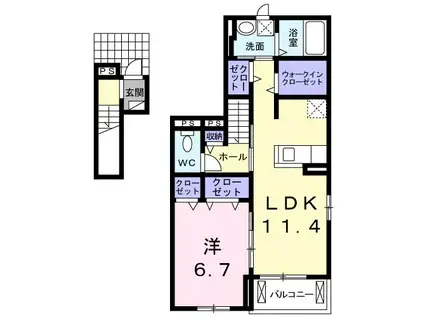 エスペランス・I(1LDK/2階)の間取り写真