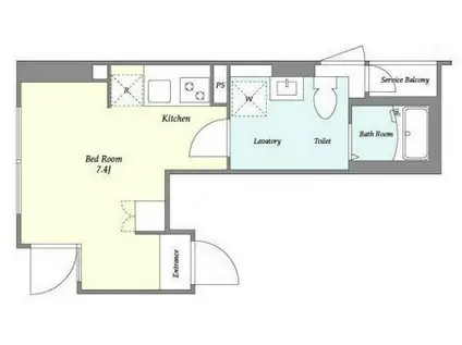 TIME SHARING門前仲町(ワンルーム/2階)の間取り写真