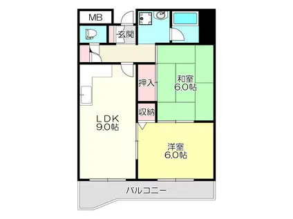 ボナール出戸(2DK/4階)の間取り写真