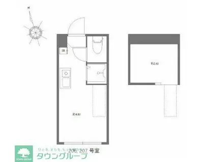 ハーモニーテラス高円寺南V(ワンルーム/2階)の間取り写真