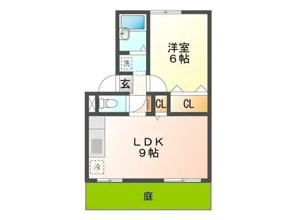 カーサー・ジュネス(1LDK/2階)の間取り写真