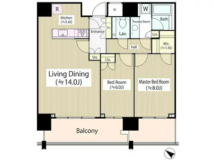 THE ROPPONGI TOKYO CLUB RESIDENCE(2LDK/23階)の間取り写真