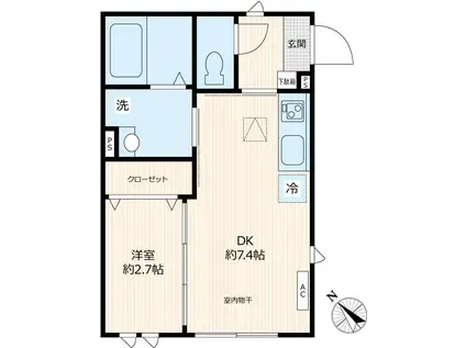 ビューノ上池袋(1DK/1階)の間取り写真