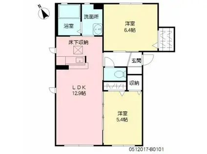 パトリー安心院 B棟(2LDK/2階)の間取り写真