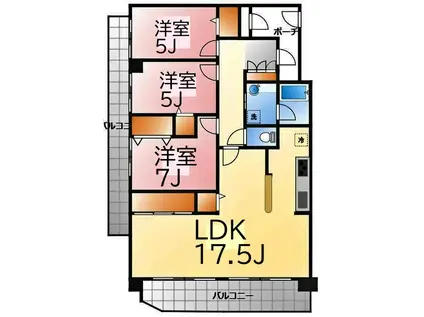 セントラルデュオ市ヶ尾(3LDK/11階)の間取り写真