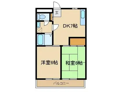 メナーフジ(2DK/1階)の間取り写真