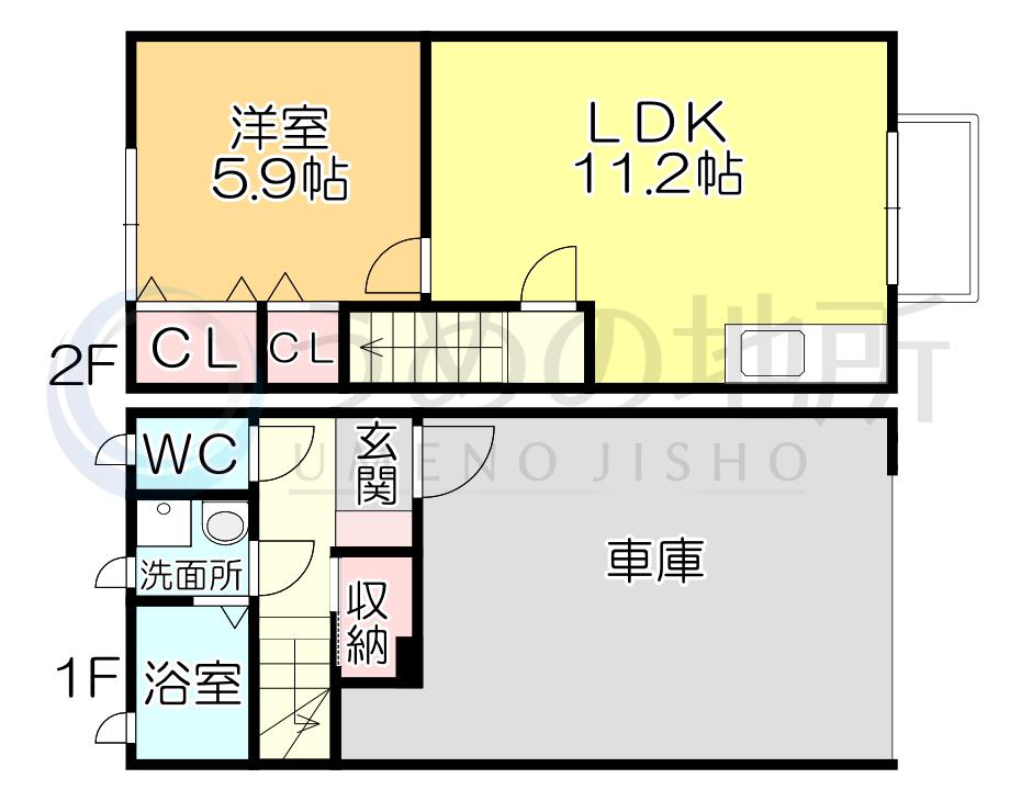 アウトリメッサ B棟(1LDK/1階)の間取り写真
