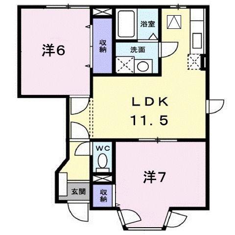 ゴールドクレスト藤井(2LDK/1階)の間取り写真