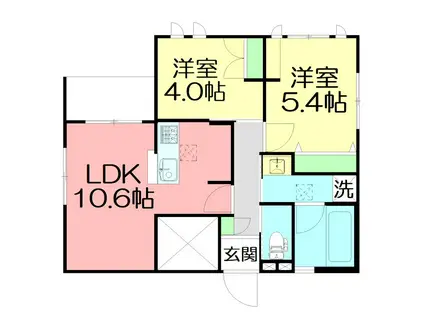 VILLA COAST.I(2LDK/1階)の間取り写真