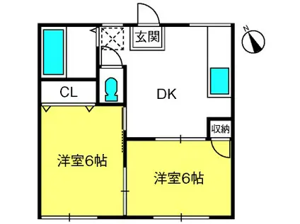 ローゼンハイム(2DK/1階)の間取り写真