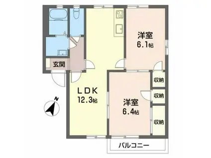 パークヒルズ(2LDK/2階)の間取り写真