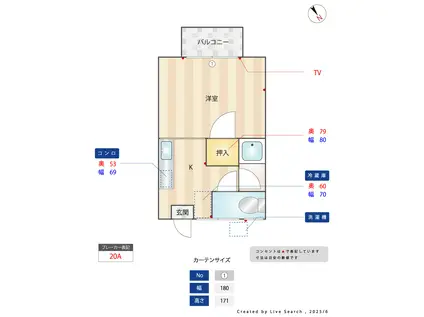 若杉荘(1K/2階)の間取り写真
