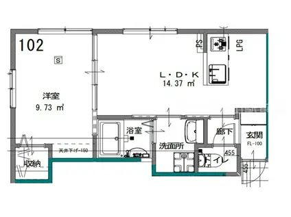 星と青空のクーレKULLE(1LDK/1階)の間取り写真