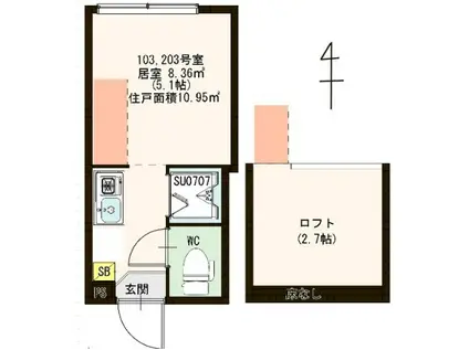 イオ椎名町(ワンルーム/2階)の間取り写真