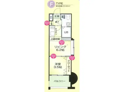 NO.54 ORIENTBLD(1DK/15階)の間取り写真