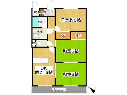 ハイムのぞみ(3DK/2階)の間取り写真