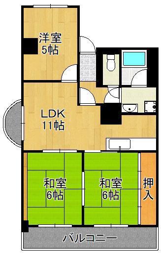 メルディアキューブやはた(3LDK/5階)の間取り写真