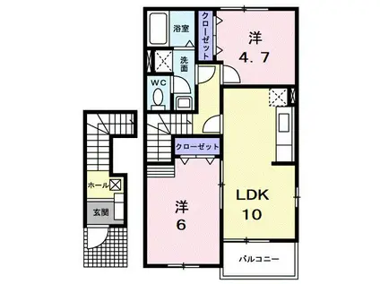 マッシュルームB(2LDK/2階)の間取り写真