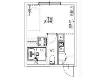 バス西新井(ワンルーム/3階)の間取り写真