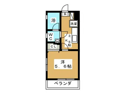 S-FLAT(1K/2階)の間取り写真